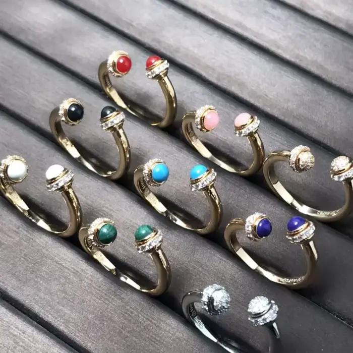Bague Rotative en Argent 925 Plaquée Or avec Agate Naturelle pour Fiançailles Mariage Soirées Élégantes Occasions Spéciales
