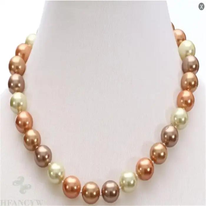 Collier de perles naturelles multicolores de la mer du sud, 12mm, 18 pouces, breloque, cadeau, mode,