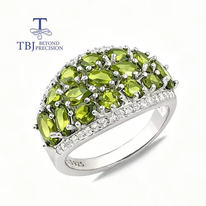 Bague en argent sterling 925 sertie de peridote naturelle pour femme occasions spéciales anniversaires demandes en mariage alliances de mariage