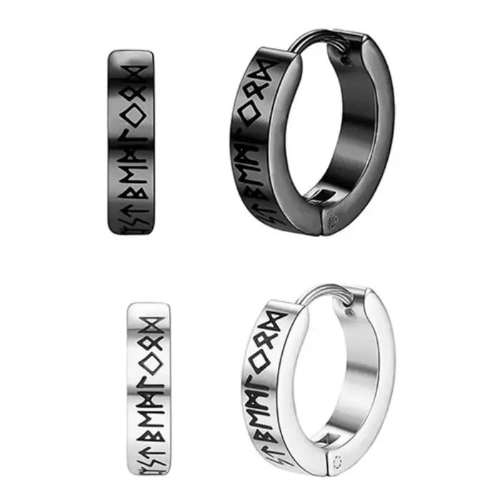 Boucles d'oreilles créoles Rune Viking pour hommes