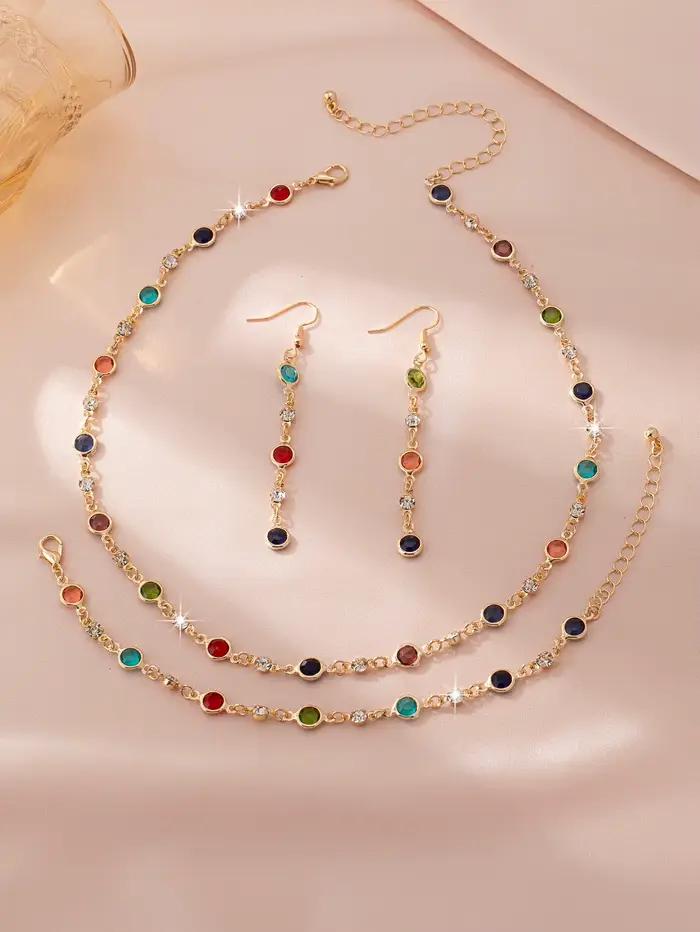 Ensemble de Boucles d'Oreilles Bracelet et Collier Élégants Personnalisés Luxe Léger Occasions Spéciales
