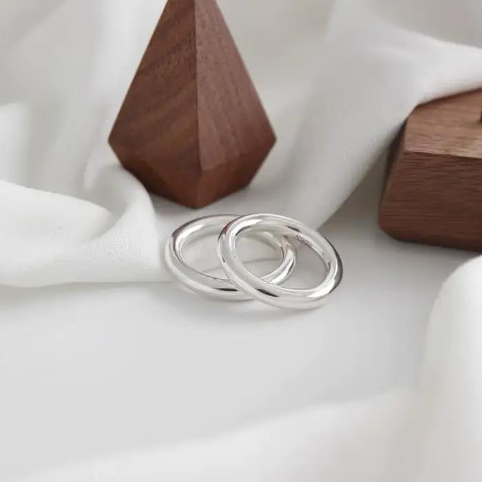 F.I.N.S minimaliste 990 en argent Sterling anneaux lisses bagues de fiançailles classiques pour les femmes bague
