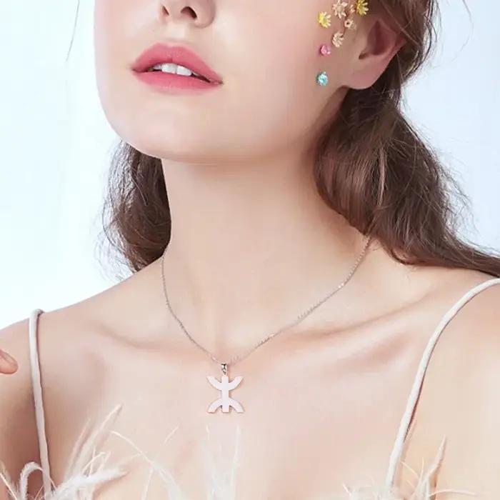 YILUOCD Vintage afrique berbères symbole colliers pour femmes Kabyle berbère bijoux Amazigh lettre ethnique puissant amulette
