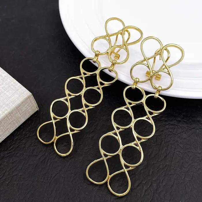 Boucles d'oreilles grande taille plaquées or 18 carats pour femmes