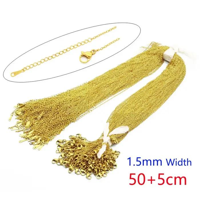 100 pcs/Lot en vrac en gros 304 en acier inoxydable couleur argent 45-50 cm lien de câble Rolo chaîne collier