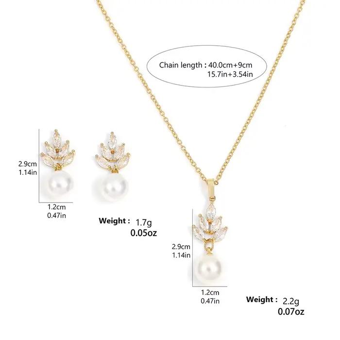 ZAKOL luxe zircone simulé perle boucles d'oreilles pendentif collier ensembles pour les femmes mode Ceystal élégant femmes bijoux de mariage