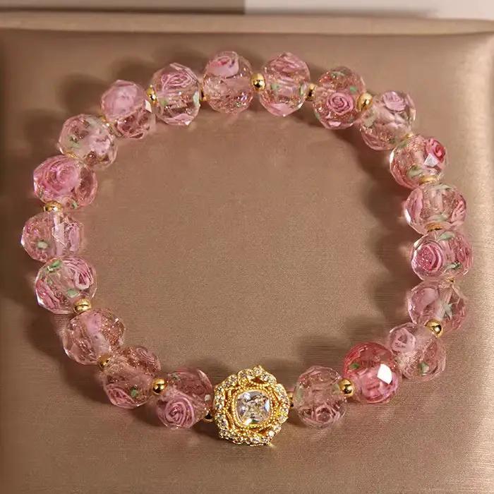 Nouveau Bracelet Perlé en Améthyste pour Femme