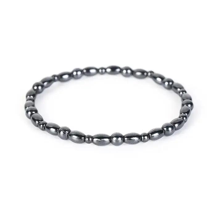 Bracelet de cheville en pierre noire magnétique avec perles en hématite noire pour femmes, élégant et confortable pour toutes les occasions