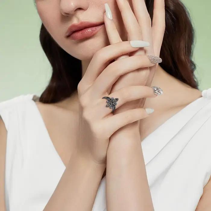 Nudo De Bruja Original noir sorcière noeud anneaux 925 argent placage mystique violet Zircon anneau sorcière bijoux cadeaux pour les femmes