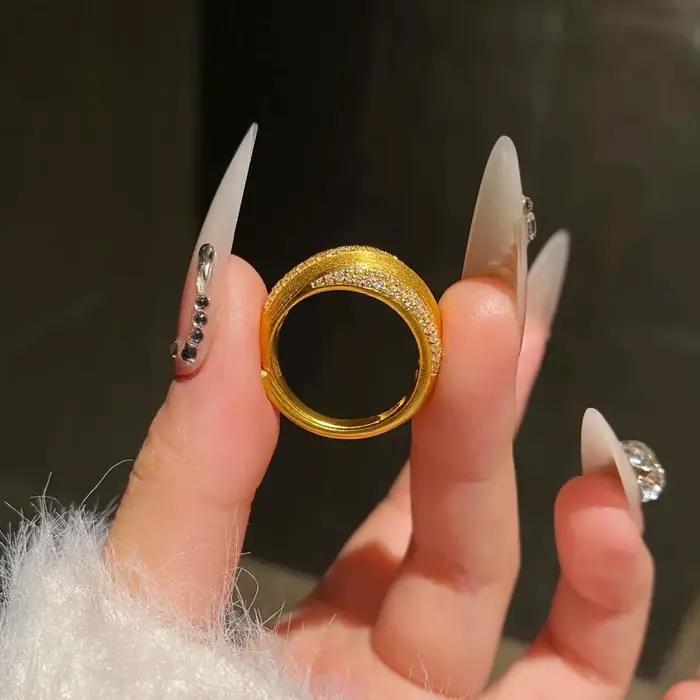 Bagues Vintage brossées en diamant clouté pour femmes, nouveau breloque, mode légère, luxe, haut de gamme, bijoux cadeau de banquet
