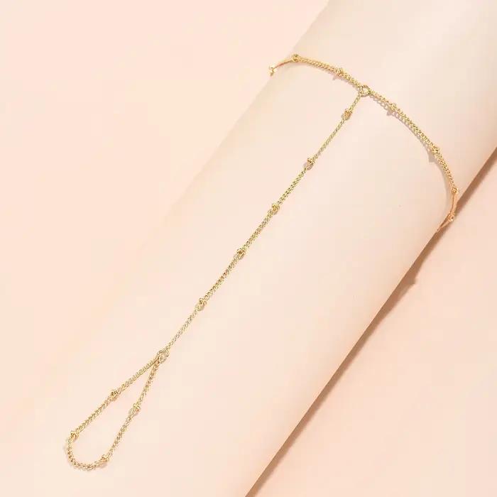 Bracelet Chaîne à Main Délicat Anneau Plaqué Or Chaînes à Maillons Faites à la Main Pour Femmes Occasions Spéciales
