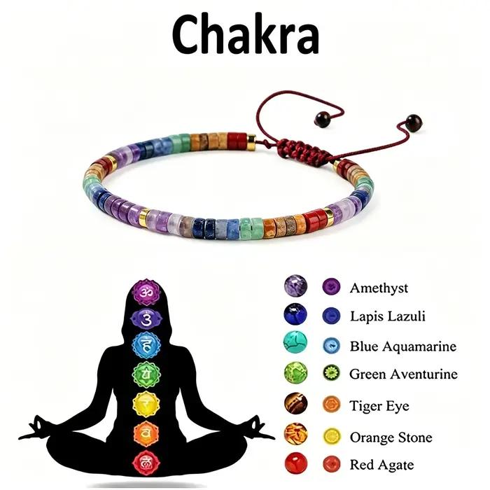Bracelet en pierres naturelles 7 chakras bijou fait à la main multicolore bracelet ethnique pour homme femme usage quotidien bien-être spiritualité cadeau