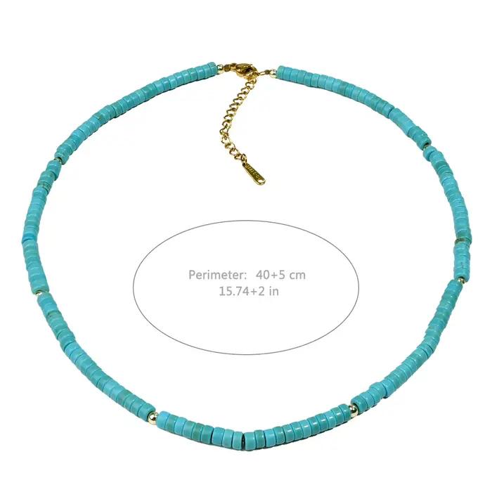 Collier perlé turquoise vintage pour femme, loisirs classiques, bijoux faits à la main, accessoires