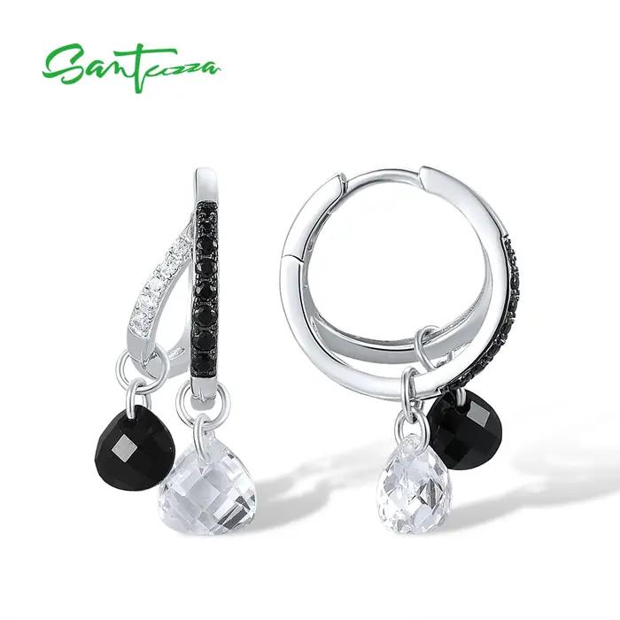 Boucles d'Oreilles en Argent Sterling 925 SANTUZZA Style Mode pour Femmes Occasions Spéciales Plantes Zirconium
