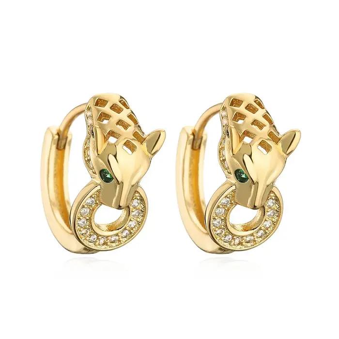 Mafisar nouveau plaqué or Zircon haute qualité mode luxe Animal léopard boucles d'oreilles femmes Hi