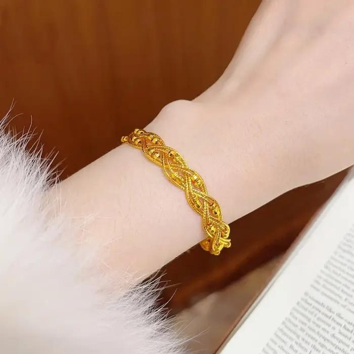 KISS&FLOWER – bracelets en dentelle brillante en or 24 carats pour femmes, cadeaux pour fête de mariage, anniversaire, noël, mariée, mère, fille, dame, BR389