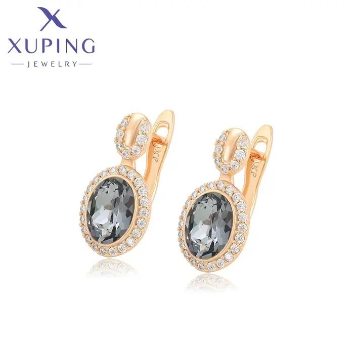 Xuping-Boucles d'oreilles créoles en cristal pour femmes, bijoux fantaisie, cadeau d'anniversaire, d