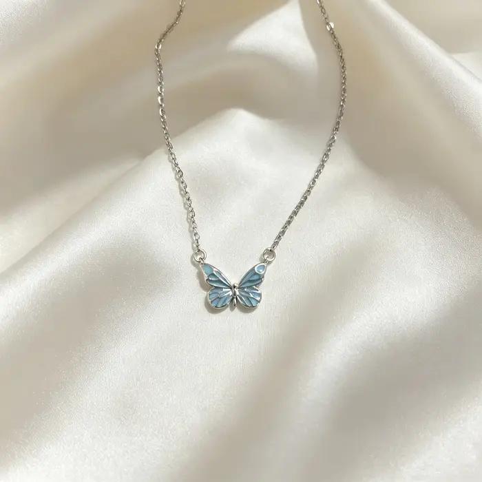 Bracelet Papillon Lumineux Tendance pour Femme, Chaîne de Clavicule Exquise avec Breloques Papillon