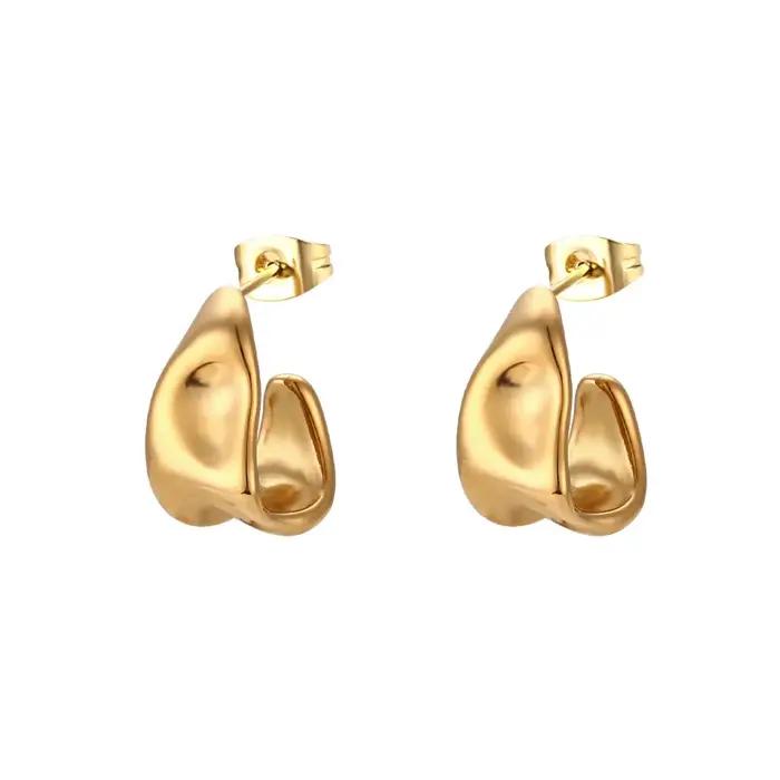 Tendances forme géométrique irrégulière créole boucles d'oreilles couleur or acier inoxydable