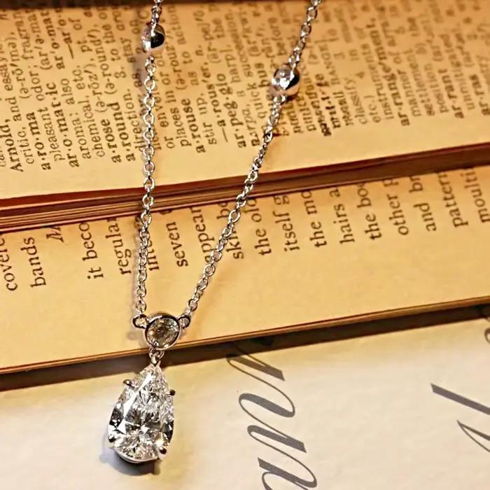 BXINY 4CT poire coupe Moissanite pendentif collier S925 argent goutte d'eau laboratoire diamant bulle cou chaîne pour les femmes bijoux fins cadeaux