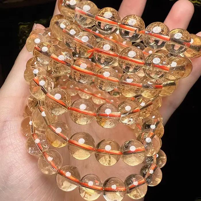 Bracelet et collier de perles citrines naturelles jaunes pour femmes, bijoux personnalisables et symboliques de richesse et de bonheur