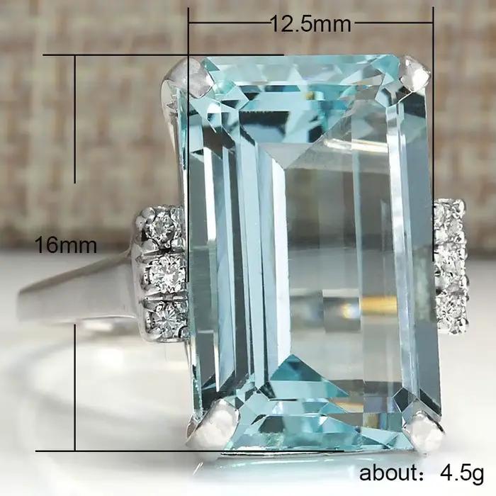Bague Hyperbole en zircone cubique bleu ciel, alliance de mariage pour femmes, bijou de soirée et occasions spéciales