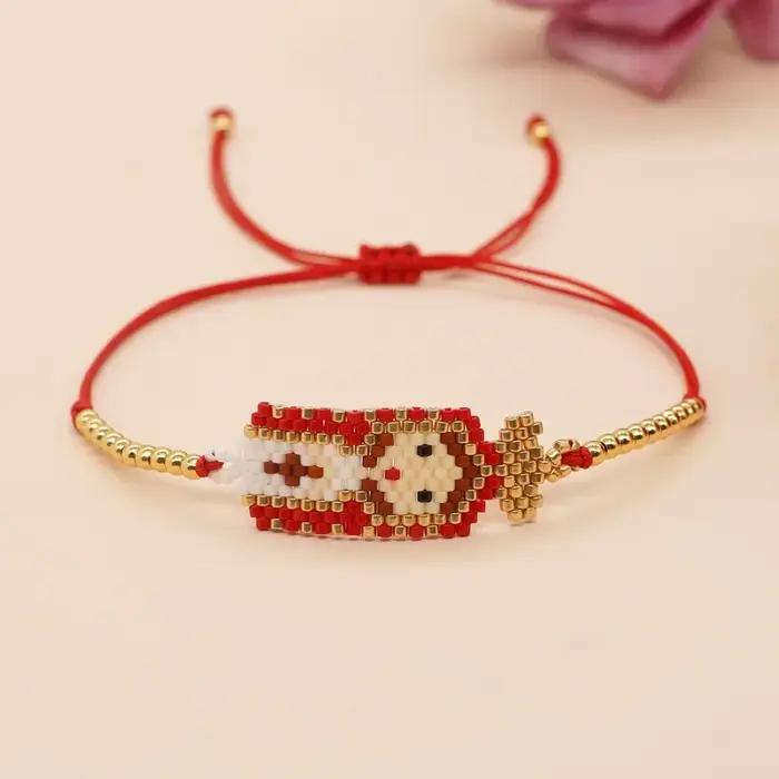 Bracelet perlé tricoté à la main pour femme design bohème simple géométrie occasion spéciale jeunes filles