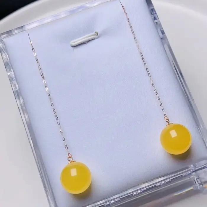 Boucle d'oreille pendante en or véritable massif 18 carats