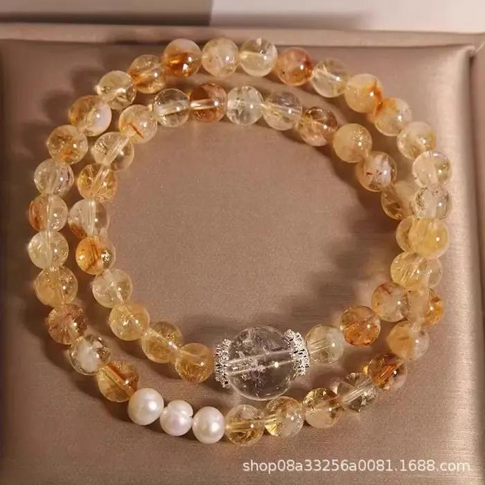 Bracelet multicouche en citrine pour femmes