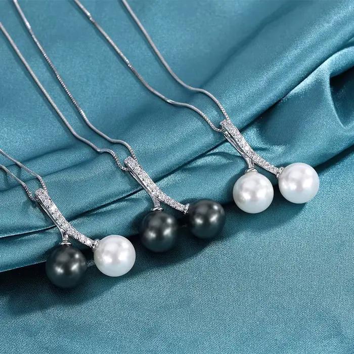 Collier pendentif perle de Tahiti fritillaire vintage pour femme