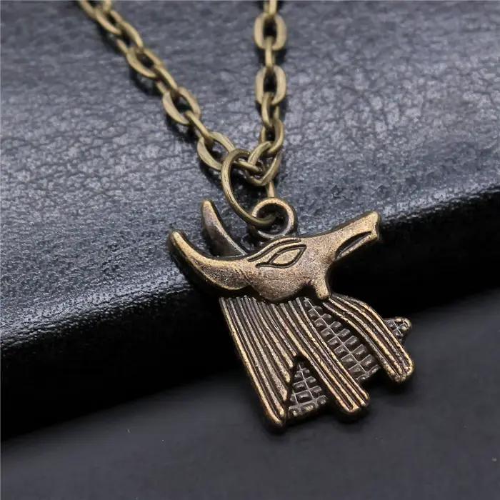 Collier pendentif Vintage Simple pour femmes, breloque, 2 couleurs, 21x16mm, antique, égyptien, dieu