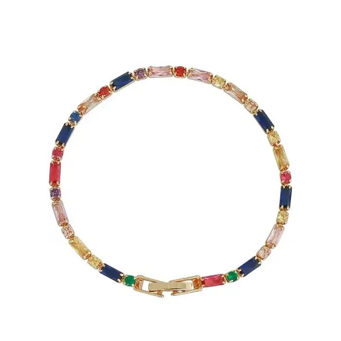 Ensemble de bijoux pour femmes en zircone coloré, colliers ras du cou, bracelets dorés, cadeau de luxe pour occasions spéciales