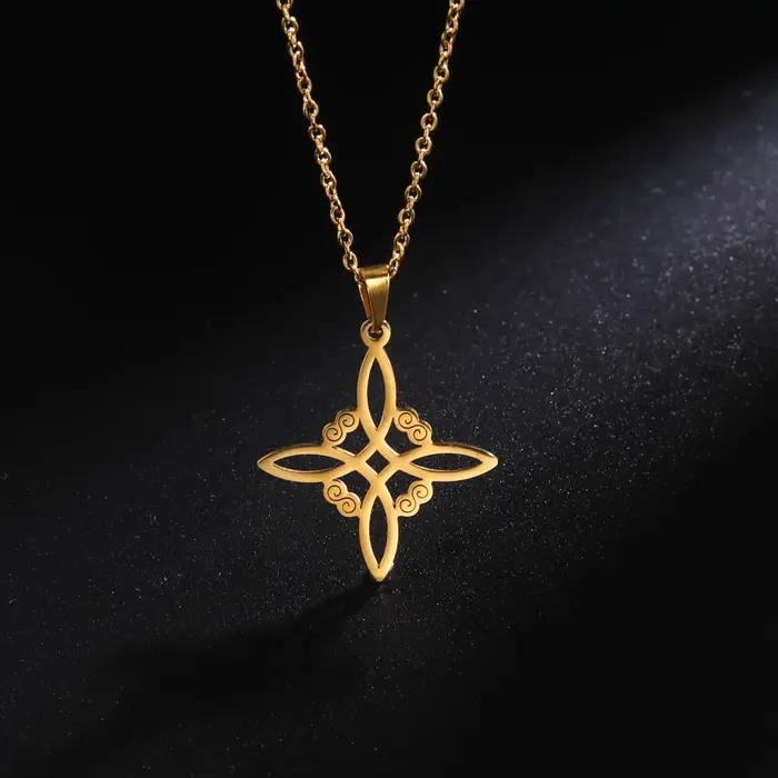 Collier de nœud de sorcellerie en acier inoxydable avec croix celtique pour homme et femme pour parties et occasions spéciales