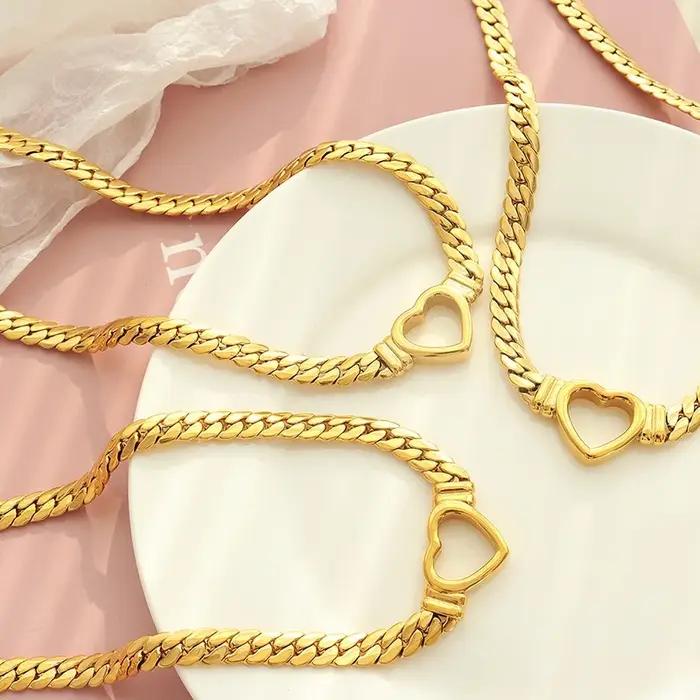 Collier en or pur 24 carats 9999 style classique en forme de cœur bijoux de luxe pour femmes occasions spéciales anniversaire avec certificat GDTC