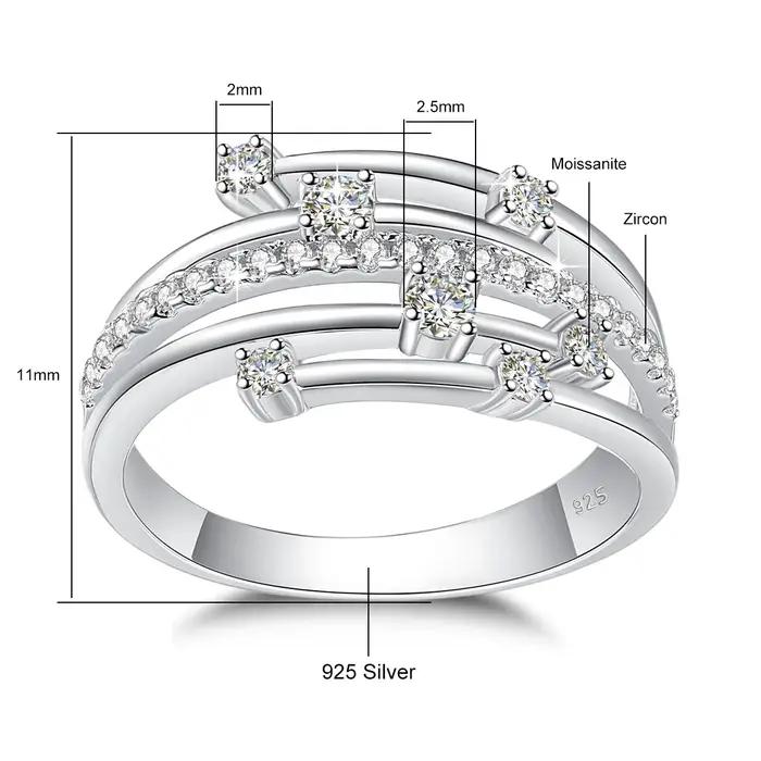 Szjinao marque à la mode Moissanite bague éternité alliance solide 925 bagues en argent pour les femmes bijoux cadeau de fiançailles livraison directe
