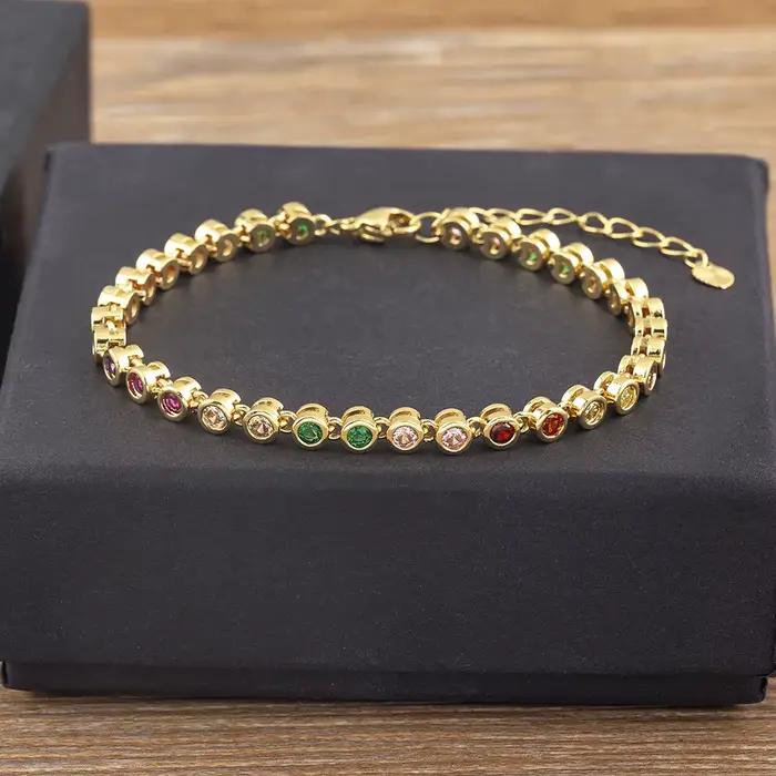 Nidin – Bracelet en cristal brillant pour femmes, 6 couleurs, strass, Zircon, réglable, bijoux exquis, cadeau pour filles