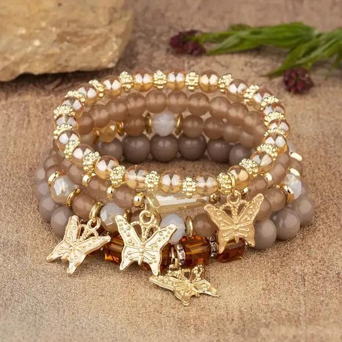 Ensemble de bracelets en perles papillon pour femmes