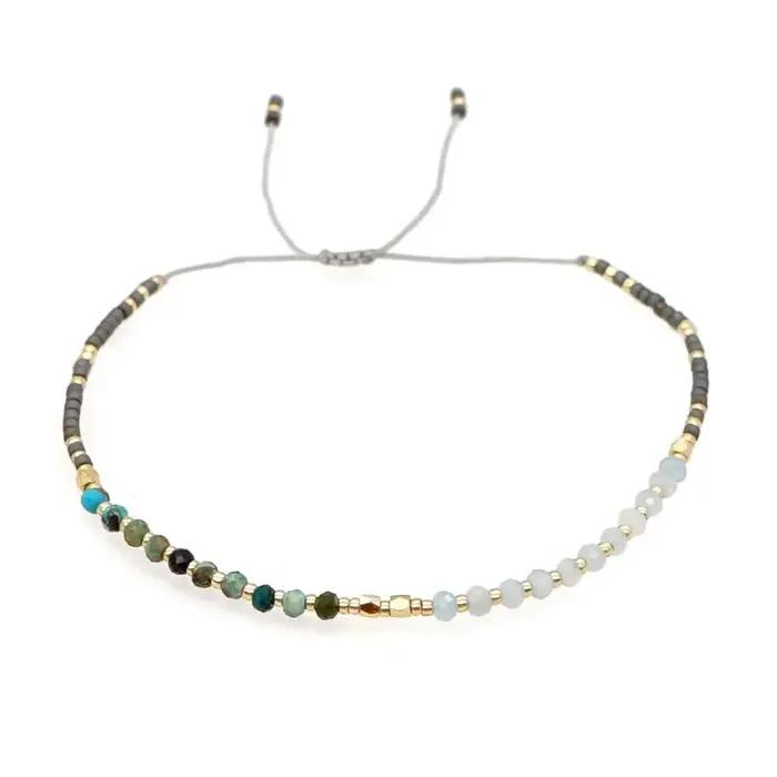 Bracelet FLXF en pierre semi-précieuse avec tissage artisanal pour femmes, style bohème, bijou personnalisable pour occasions spéciales