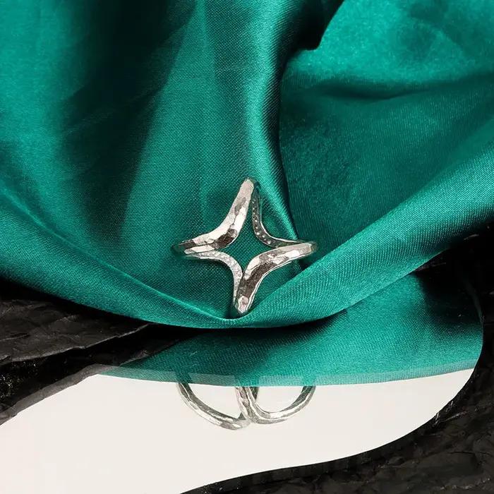 Bagues en argent Sterling 925, couleur or mat, rétro, Double couche, ouverture en détresse, faites à la main, bijoux fins à la mode