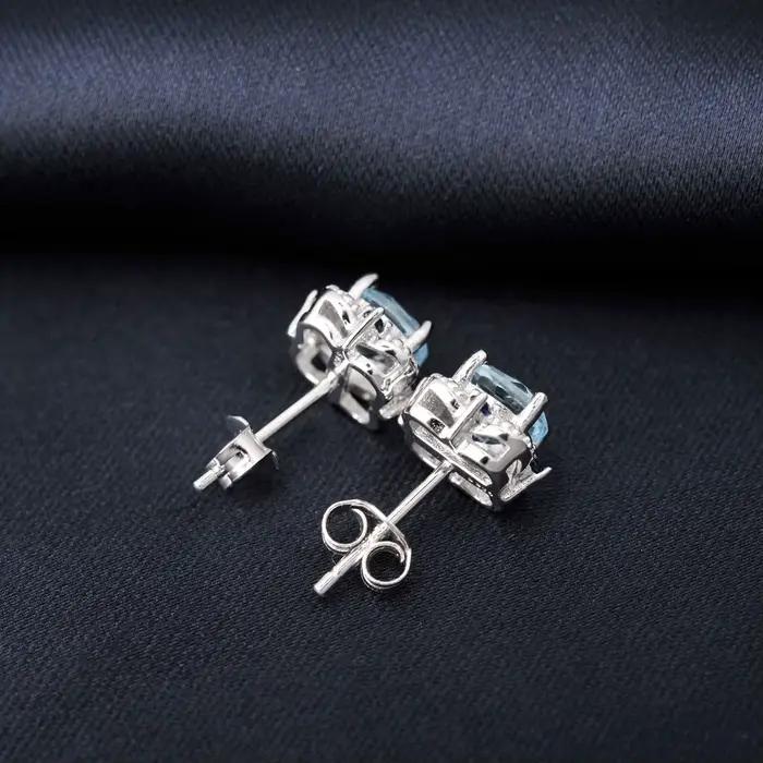 Potiy – boucles d'oreilles en argent Sterling 925, Topa bleu ciel naturel, bijoux élégants pour femmes, ensembles rétro de qualité de luxe, cadeaux de saint-valentin