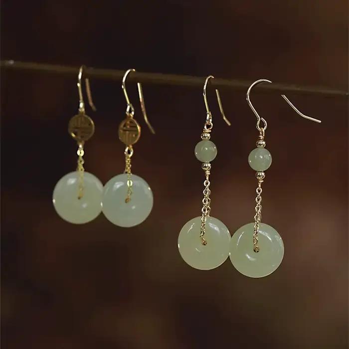 Boucles d'oreilles élégantes de style ancien en turquoise pour femmes, forme géométrique ronde, design tendance et personnalisé, effet amincissant, à crochet