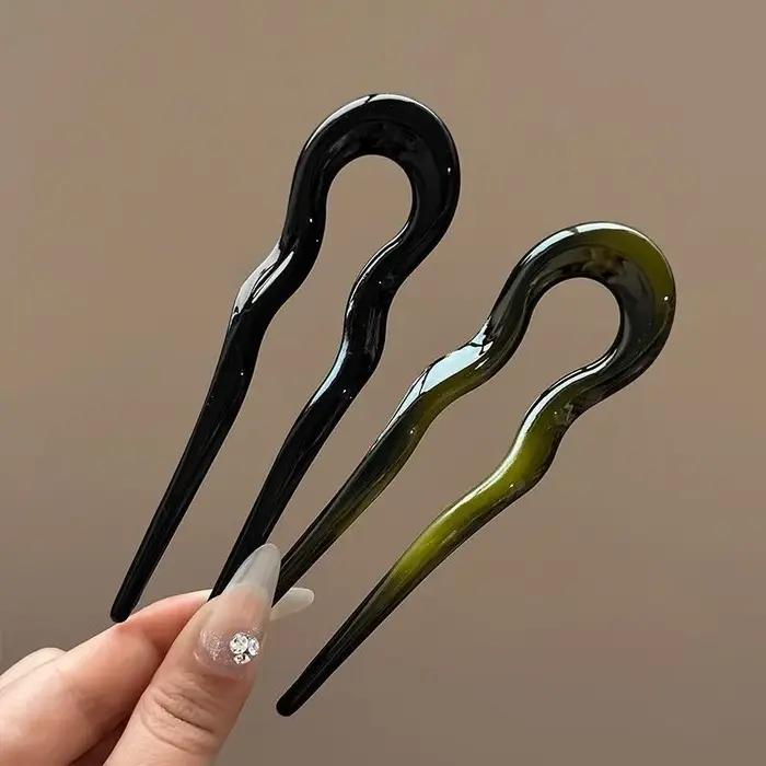 Nouvelle fourchette à cheveux en forme de U pour femmes, épingle à cheveux en acétate écaille de tor