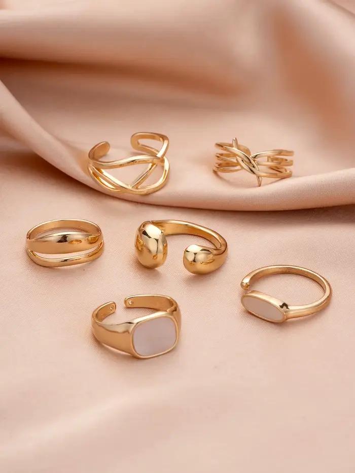 Bagues en fausses perles plaquées or, design empilable minimaliste pour femmes, bijoux de fête quotidienne