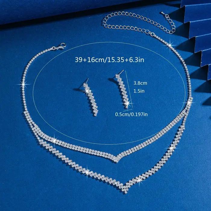 Ensemble de bijoux collier et boucles d'oreilles en zircone cubique doré style classique pour femmes occasions spéciales