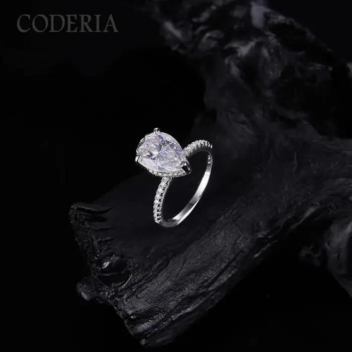 Bague de fiançailles pour femme en argent sterling 925 avec pierre de moissanite de couleur D de 4 carats 8*12 mm