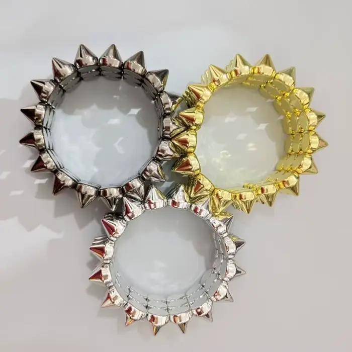 Bracelet Y2K Punk à triple rangée de clous, large et épais, style Gothique, accessoires de mode pour femme