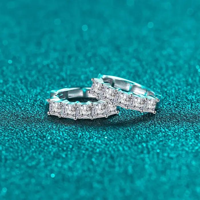 Boucles d'oreilles créoles en moissanite princesse NeeTim pour femmes