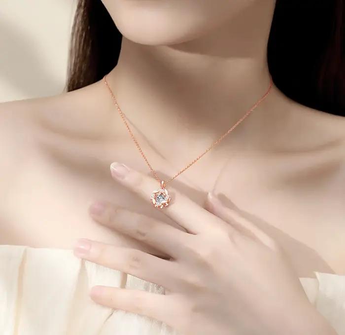 Moissanite femme pendentif argent collier pour femmes chaînes fête mariée bijoux fins 925