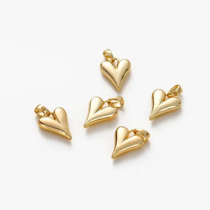 Breloques en forme de petit cœur de pêche plaqué or 18 carats, pour la fabrication de bijoux, boucles d'oreilles, colliers, pendentif, accessoires, 4 pièces