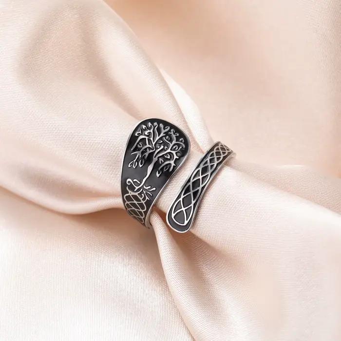 LIKGREAT – bague arbre de vie pour femmes et hommes, taille réglable, bande ouverte, guérison spirituelle, bijoux en acier inoxydable, cadeau Boho Hippie